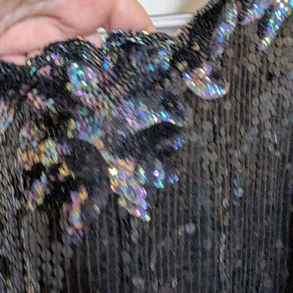 DAZZLING GATSBY 1920s SEQUIN STUNNER FLAPPER DRESS | M | EVC | Black | 12 / L - Picture 4 of 12